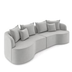 Sofá 3 Lugares Orgânico Living 210cm Mersa Veludo Cinza K01 - D`rossi