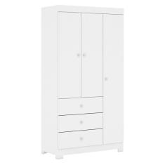 Guarda Roupa Infantil 99cm 3 Portas 3 Gavetas Duda Branco - Phoenix