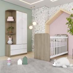 Quarto de Bebê Compacto com Berço e Guarda Roupa Sonho Encantado Espre