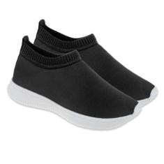 Tênis Calce Fácil Liso Com Elástico Leve Macio - Beto Calçacos, Preto,