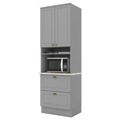 Torre Quente 1 Forno Americana Cinza Com Tampo Calcare - Móveis Henn Cinza/calcare