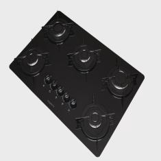 Cooktop 5 Bocas Flange Esmaltado Vidro Fogatti Preto/Esmaltado