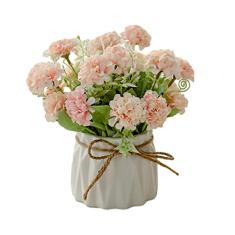 BAOLI Flores sintéticas em vaso, decoração de flores falsas nunca desbotam, arranjos de flores de seda, mini bola de flor de 16 cm, flores artificiais com vaso