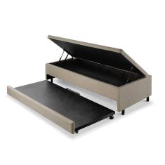 Bicama com Baú Viúva 120x203 Cm em Linho Bege