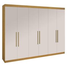 Guarda Roupa Da Vinci 6 Portas 6 Gavetas Casal D Doro Cor Cinamomo Off White