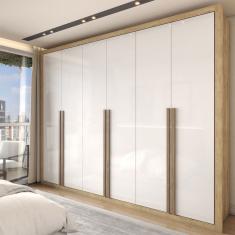 Guarda-Roupa Casal Severo 6 Portas 6 Gavetas Capuccino/Branco - Panorama Móveis