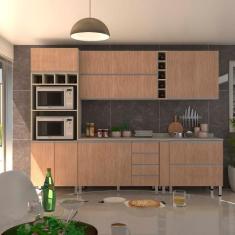 Cozinha Completa 7 Peças com Tampo Lis Luciane Móveis - Kit, Legno Cre