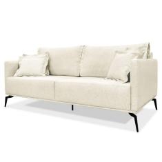 Sofá 2 Lugares 160cm Pés de Metal Vecchia S06 Linho Natural - Mpozenat