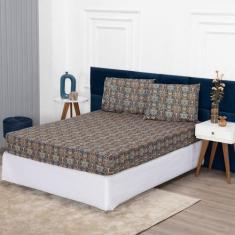 Lençol De Elástico Queen Malha Estampada Resistente Para Dia a Dia Avu