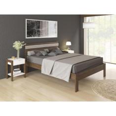 Cama de Casal para Colchão 138 x 188cm Multimóveis VCR35013, Nogal/Bra