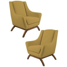 Kit 2 Poltronas Base Manu Madeira Juliet B-279 Amarelo
