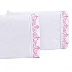 Jogo Lençol Quarto Casal King Bordado 3 Peças Branco Rose