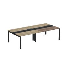 Mesa De Plataforma Dupla Para 4 Pessoas Corporativa 140x140/4p Pdc14/14/4p Noce Naturalle/preto