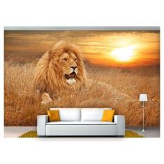 Papel De Parede Animais Leão Deitado Paisagem Anm230 - Você Decora