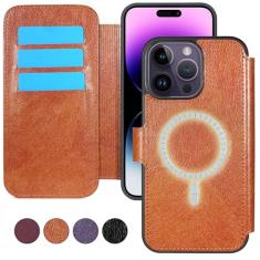 CMIDUS Capa carteira com bloqueio de RFID para iPhone 14 Pro Max 5G 6,7 polegadas compatível com MagSafe carregamento sem fio couro PU capa flip protetora com compartimentos para cartões e suporte