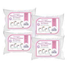 Kit com 4 Travesseiros 95% Penas e 5% Plumas - 13 cm - Daune