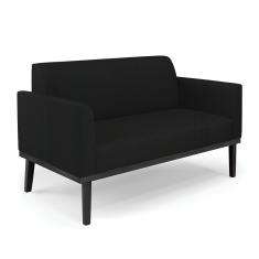 Sofá Namoradeira Base De Madeira Fixa Preto Marisa Linho Preto A79 D03 - D'Rossi