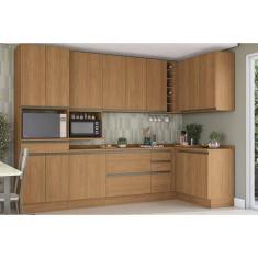 Cozinha Modulada Completa Maxxi 14 Peças 4 Aéreos + 4 Balcões + 1 Torre Quente+5complementos C14p48 Canela