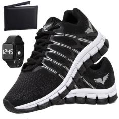 Tênis Corrida Masculino Sapato Relogio e Carteira Caminhada - Streetwa