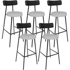 Kit 05 Banquetas Alta Bar Cozinha Sala De Jantar Milão L02 material si