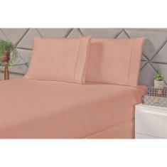 Lençol King 3 Peças 40Cm Elástico E Ponto Palito Salmão