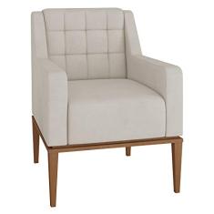 Poltrona Decorativa Sala de Estar Madonna Suede Bege - Gran Belo