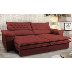 Sofá Retrátil, Reclinável Molas Ensacada Cama inBox Botonê 2,32m Espuma Viscoelástico Suede Vermelho