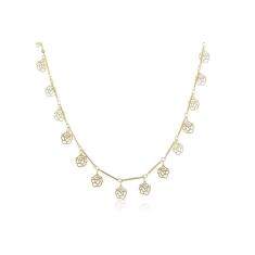 Colar Com Corrente Com Mini Flores Folheado Em Ouro 18k