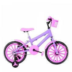 Bicicleta Infantil Feminina Aro 16 Nylon Lilás e Rosa