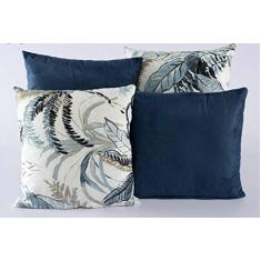 Kit Com 4 Capas Para Almofadas Decorativas De Sofá 40x40 Azul