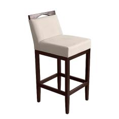 Banqueta Alta Lyara em Madeira Maciça com Encosto Estofada