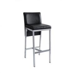 Banqueta Base Cromada Nápoles Compoarte Preto/Cromado