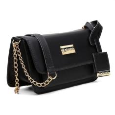 Bolsa Carteira Feminina Transversal Correntes Moderna Casual Preta