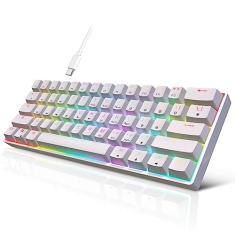 targeal Teclado mecânico para jogos 60% – 61 teclas marrom interruptor silencioso teclado de computador de escritório – multicor RGB arco-íris LED retroiluminado – programável para PC/Windows/Mac