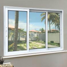 Janela Elite 3 Folhas Moveis Sequenciais 120 X 240 Vidro Liso Branco