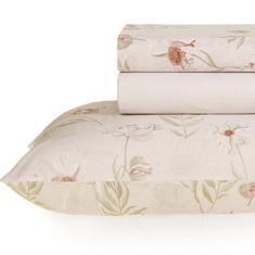 Jogo de Lençol Solteiro Karsten Percal 160 Fios 100% Algodão Estampado Cama 3 Peças (Mai - Flores Rosa)