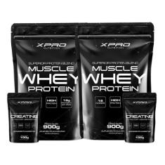 Kit 2x Whey Protein Muscle Whey 900g + 2x Creatina 100g - XPRO Nutriti