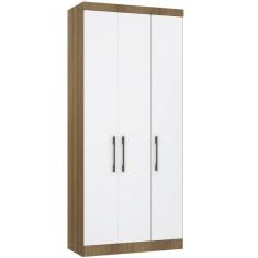 Guarda Roupa Modulado 101,50cm 3 Portas Paris Luciane Móveis Avelã Pf Com Branco Pf