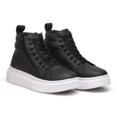 Tenis Feminino Preto Com Solado tratorado Plataforma. Bota Feminina So