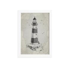 Quadro Vintage Náutico Farol Moldura Branca 22x32cm - Quartinhos