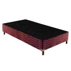 Cama Box Base Solteiro Sommier Rústico Bordado Wine (96x203x30) - Paropas