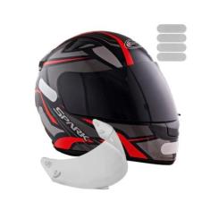 Capacete Masculino Ebf Spider Vermelho Mais Viseira Fumê e Adesivo Bra