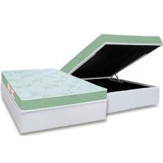 Cama Box Baú Casal: Colchão Espuma Castor D33 Sleep Max Duplo + Base crc Courano White(138x188)
