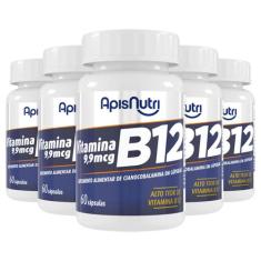 Kit 5 Vitamina B12 Apisnutri 60 Cápsulas
