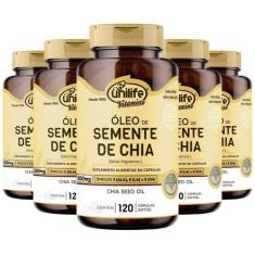 Kit 5 Óleo De Semente De Chia Unilife 120 Cápsulas