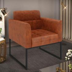 Poltrona Sala Decorativa Elisa Industrial Preto Sintético Pu D03 - D'R