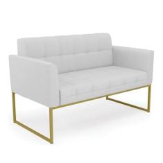 Sofá Namoradeira Elisa Linho Base Metálica Industrial Dourado D03 - D'