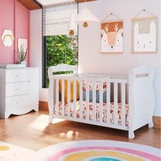 Quarto de Bebê com Berço Americano e Cômoda 1 Porta Cocada Espresso Mó