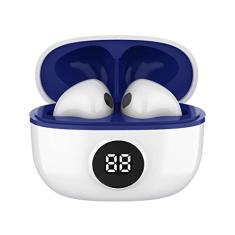 WB Fone de ouvido Bluetooth In-ear Mini IO, Sem fio, Display Digital, Bateria 20h, IPX4, Super Bass, Compacto, Touch sensível ao toque, Conexão automática, Azul
