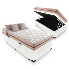 Cama Box com Baú Solteiro + Colchão Molas Ensacadas - Anjos - Classic - 88x188x64cm